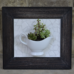 DIY: Framed Gravy Boat Succulent Planter