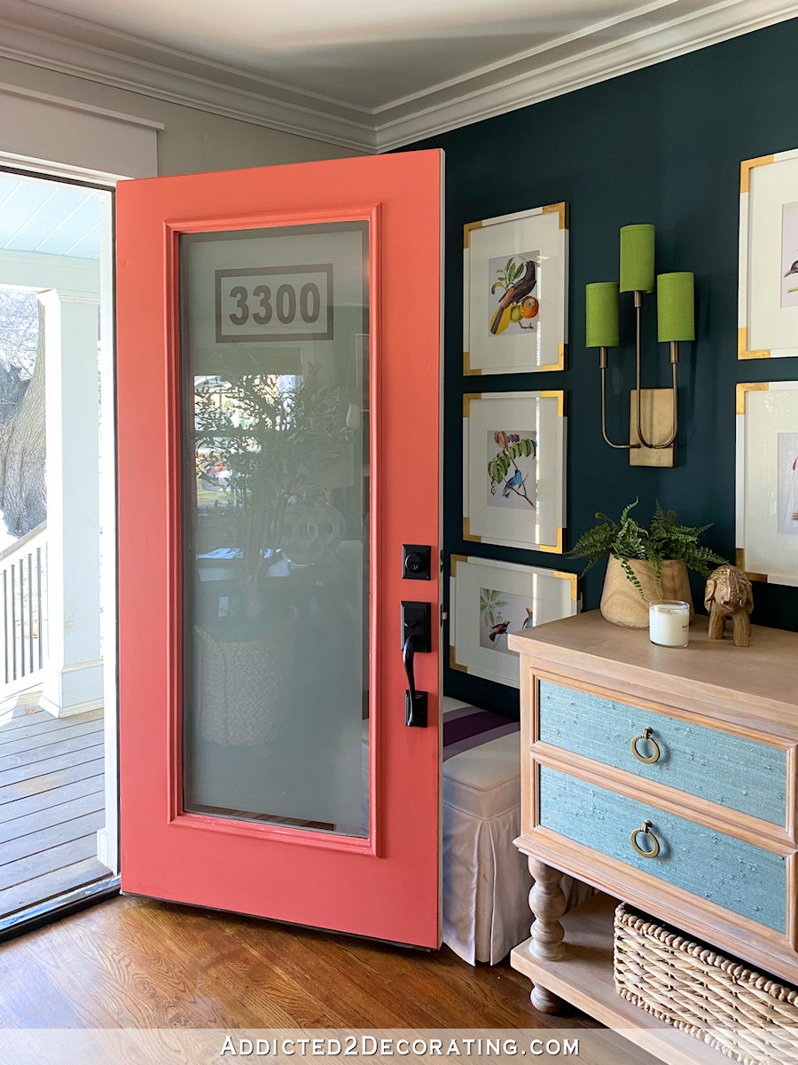 DIY Frosted Front Door With House Numbers