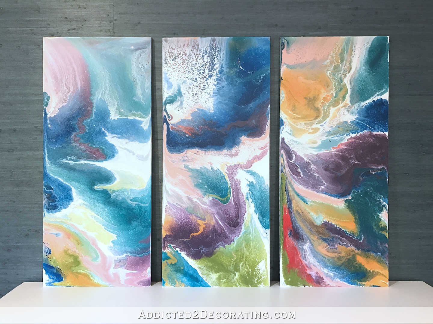 Entryway Artwork – Fluid Acrylic Abstract Triptych