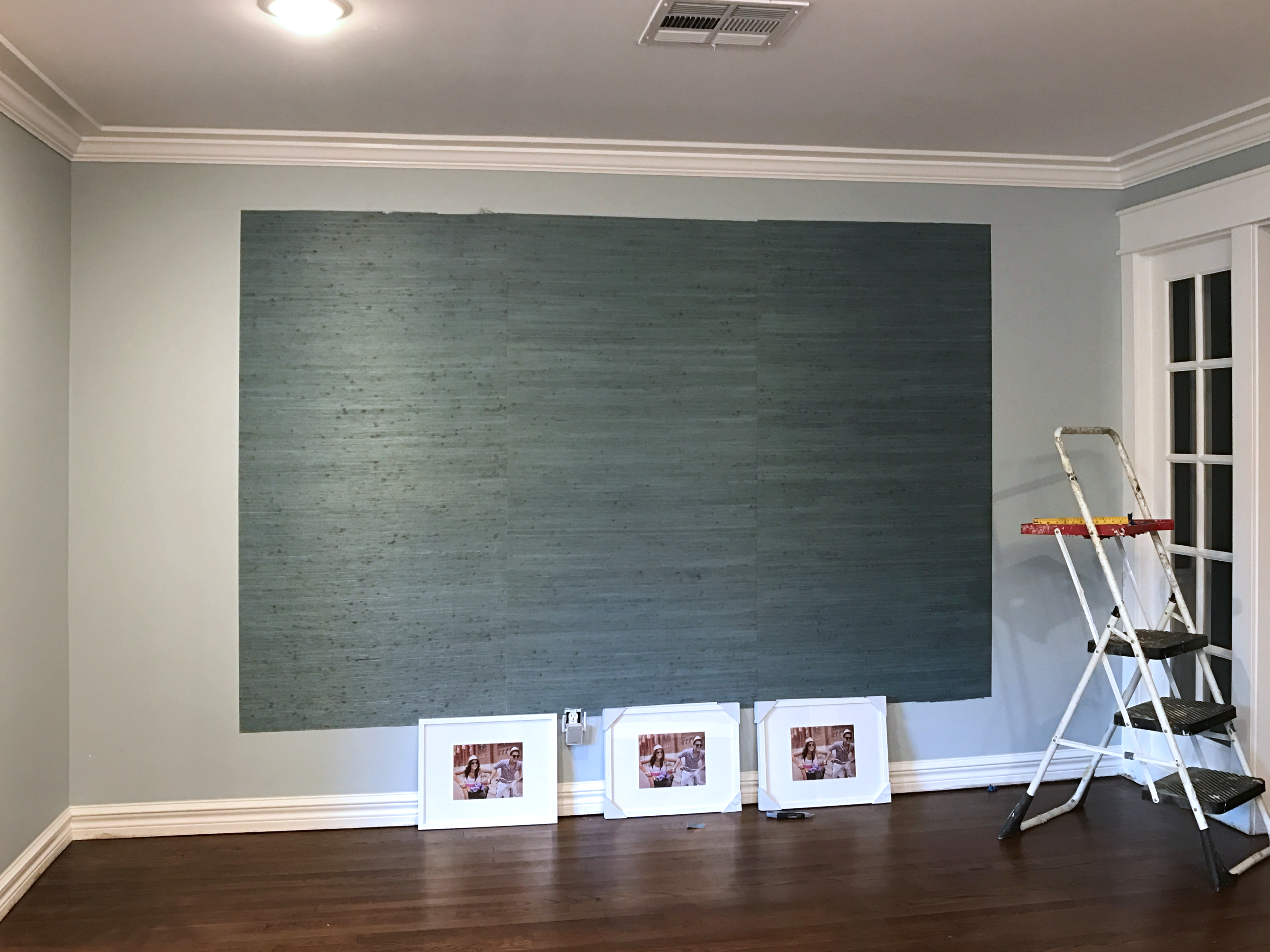 A Peek At The Entryway Grasscloth Accent Progress (Plus, How To Hang Grasscloth Very Easily)