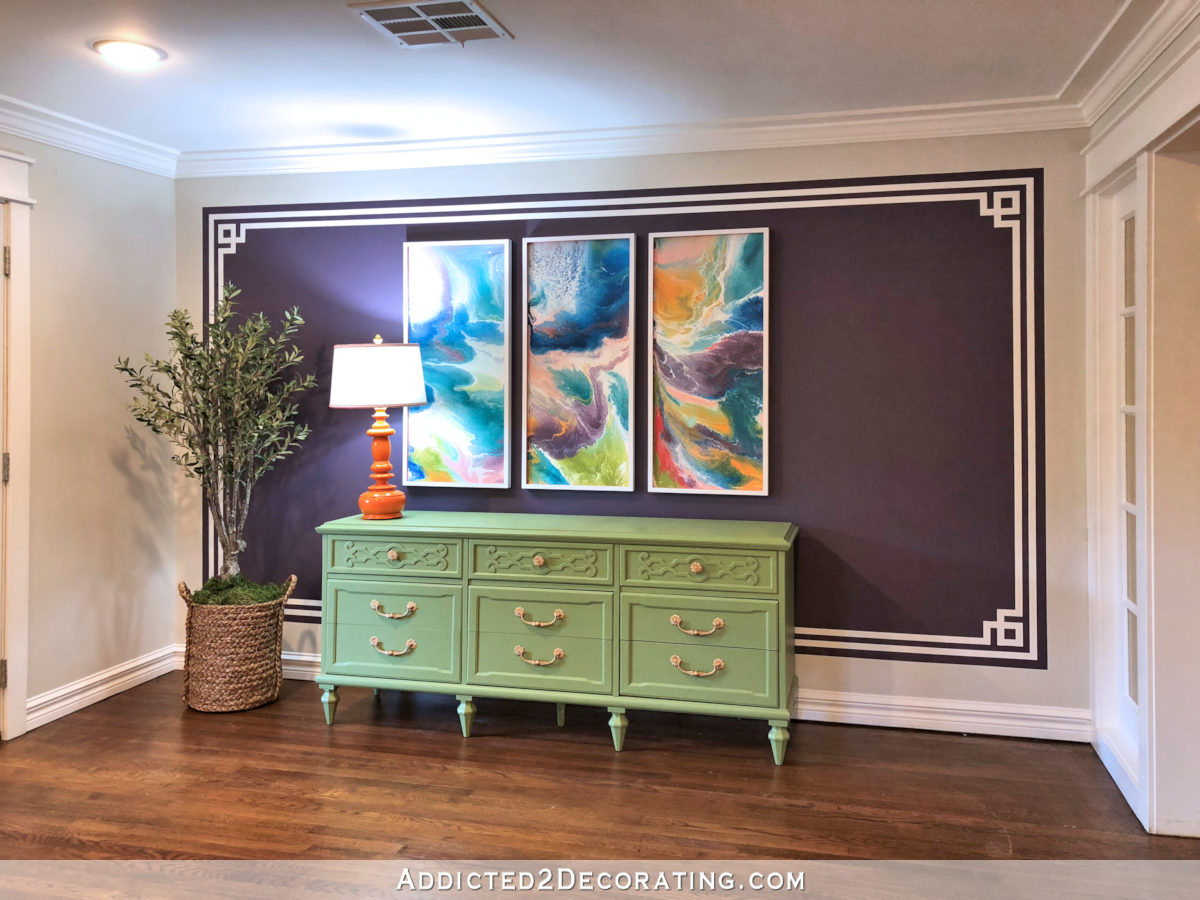 Entryway Wall Version 4.0 — Dark Purple Accent Wall With A Greek Key Border