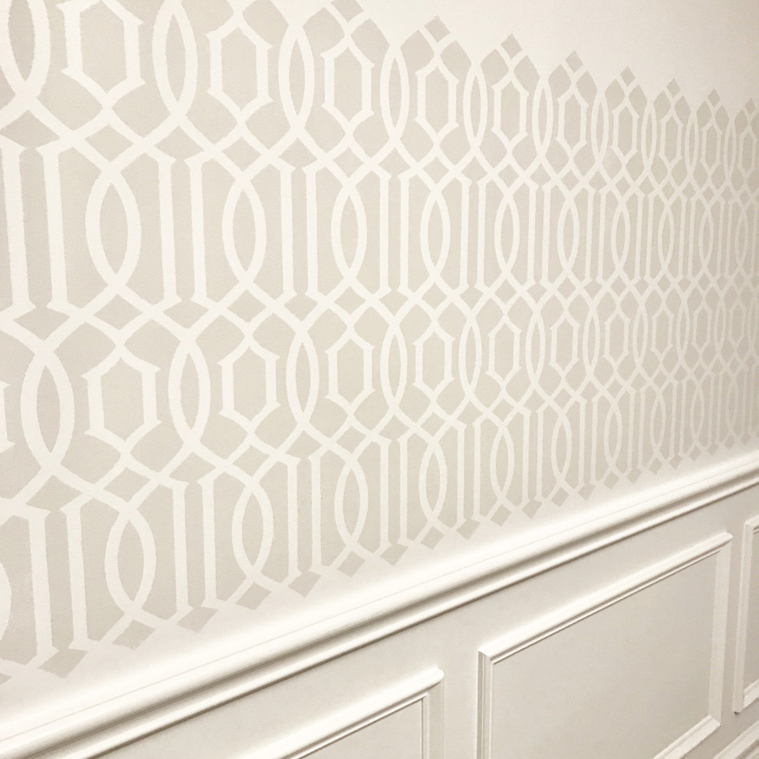 Music Room Walls Progress – Stenciled Trellis Design