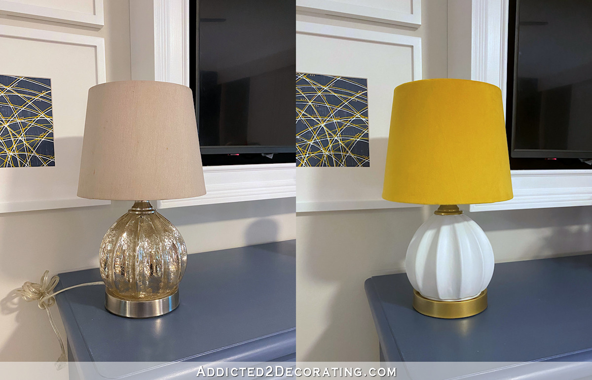 Lamp Makeover & Framed Wall-Mount TV Finishing Details