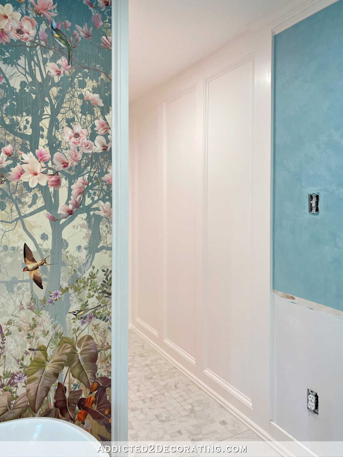 Master Bathroom Progress — Toilet Room Walls Finished! (But Second-Guessing The Pink)