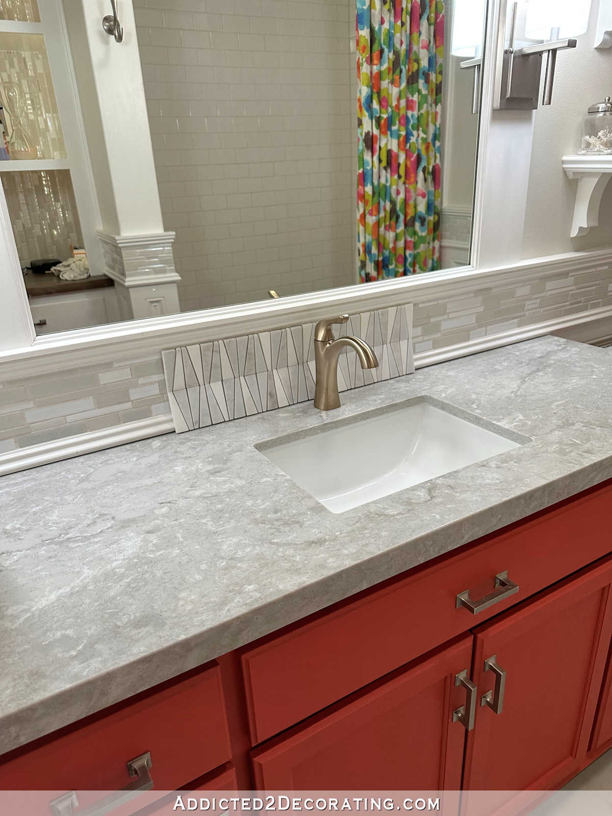 New Vicostone Quartz Countertop In The Hallway Bathroom