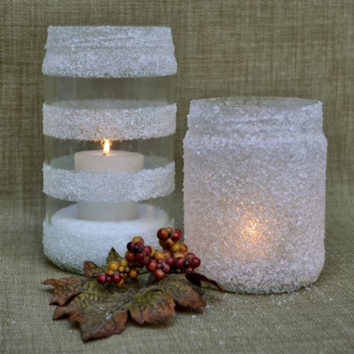 DIY:  Turn Jars Into Snowy Winter Candleholders